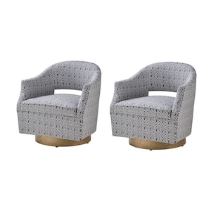 Felisa Set of 2 Blue Transition Upholstered 360-degree Swivel Barrel Chair