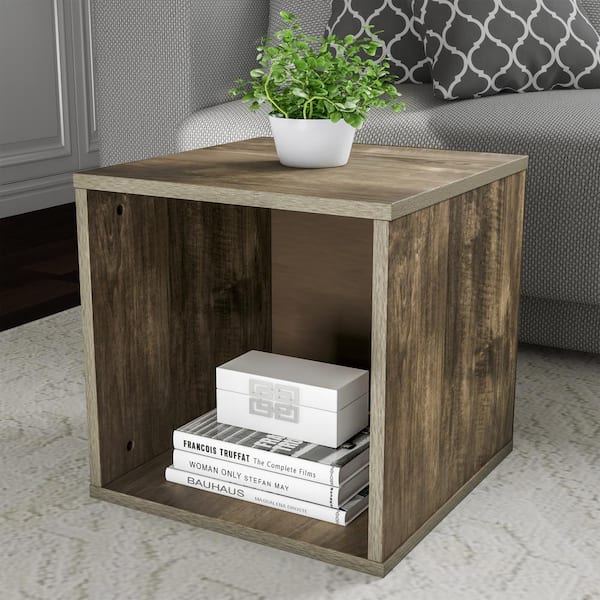 Lavish Home Gray Open Front Modular Cube End Table