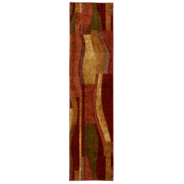 Mohawk Home Piscasso Wine 2 ft. x 8 ft. Machine Washable Abstract Runner Rug