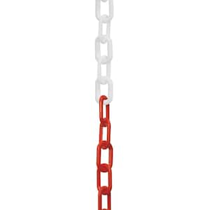 2 in. (#8, 51 mm) x 100 ft. Red / White Bi-Color Plastic Chain