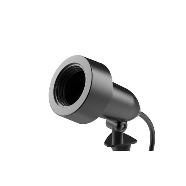 Black Metal Plug-in Outdoor Spotlight Lamp Holder (Bulb Sold Separately) 1-Pack