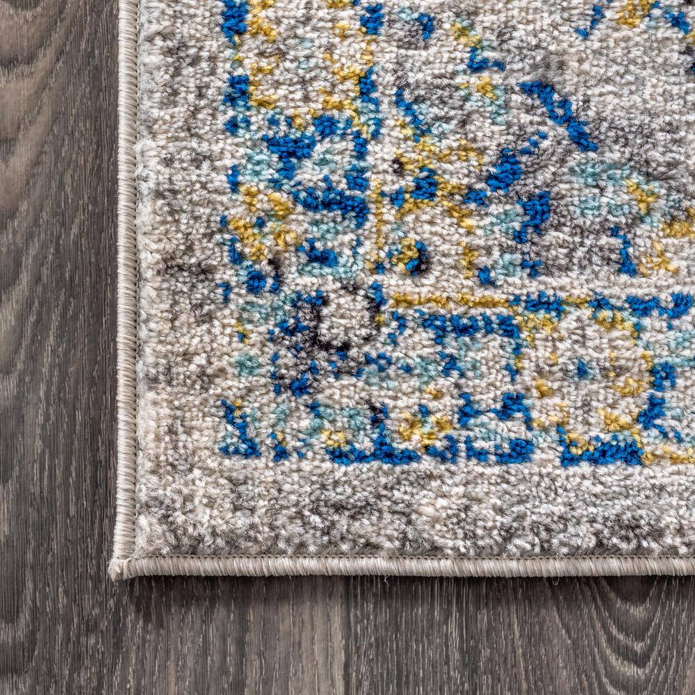 Blue and Multicolor Synthetic 8' x 10' Reversible Area Rug
