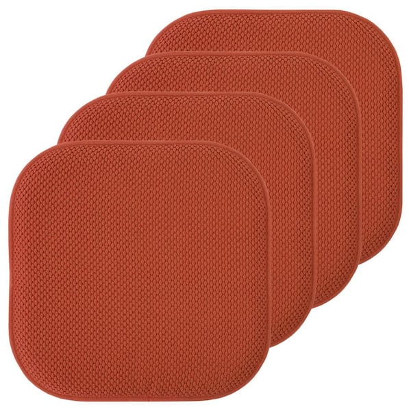 Sweet Home Collection Honeycomb Memory Foam Square 16 in. x 16 in. Non-Slip Indoor/Outdoor Chair Seat Cushion, Rust (4-Pack)