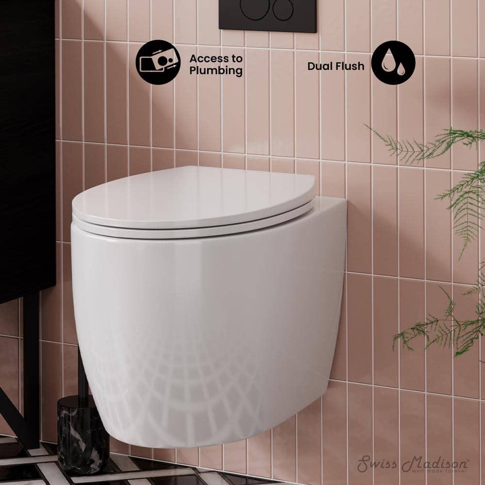 Glossy White Ceramic Wall-Hung Elongated Toilet Bowl