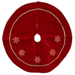 24 in. Red with White Snowflakes Christmas Tree Skirt