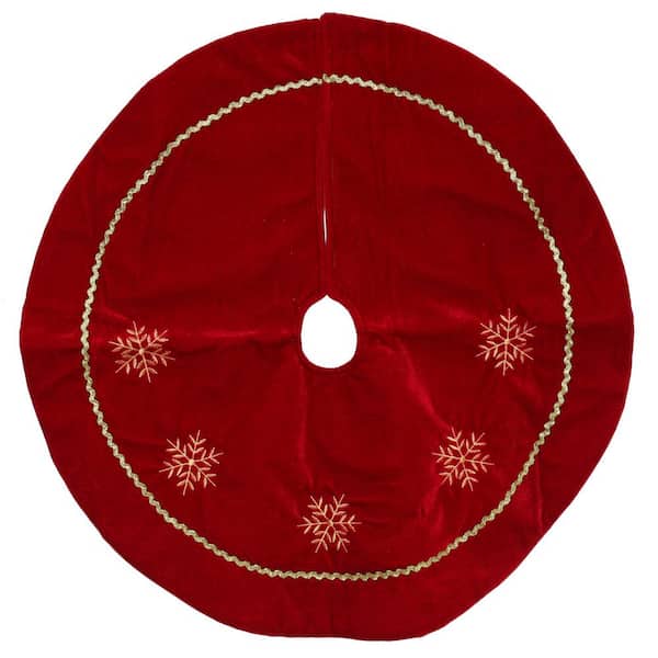 Northlight 24 in. Red with White Snowflakes Christmas Tree Skirt
