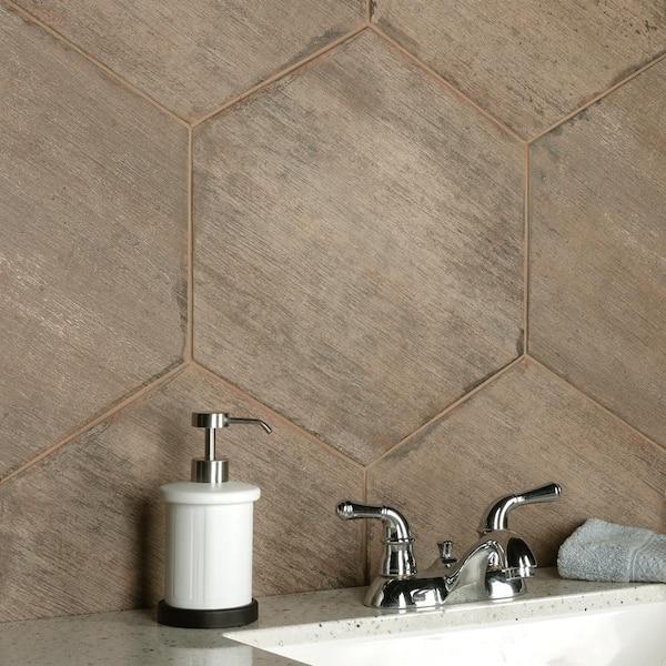 Retro Hex Terra 14-1/8 in. x 16-1/4 in. Porcelain Floor and Wall Tile (11.07 sq. ft./Case)