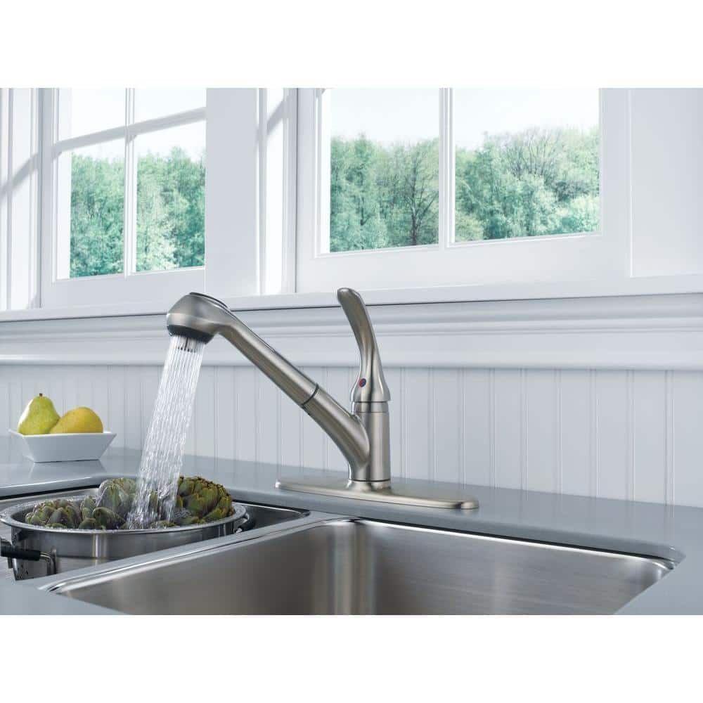 Stainless Steel Pull-Out Single Handle Kitchen Faucet