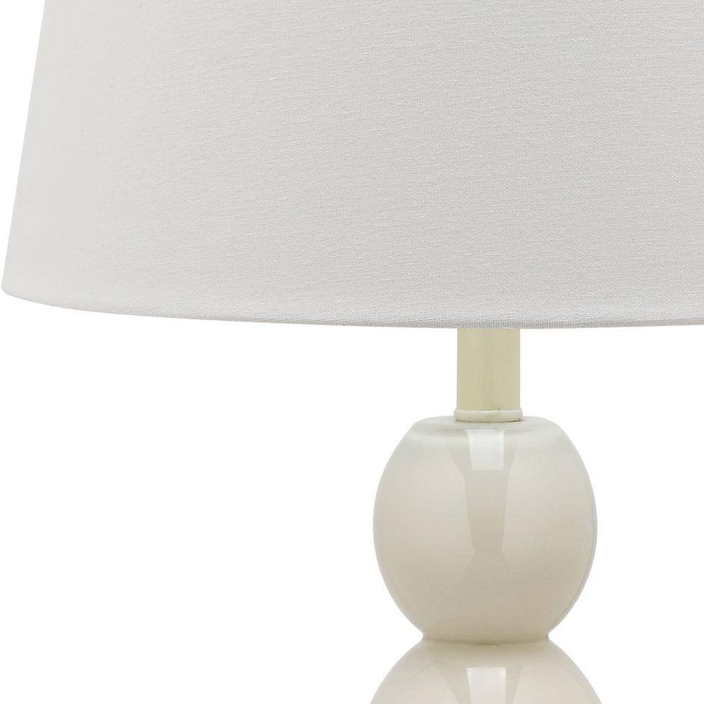 Light Grey Glass 3-Sphere Table Lamp Set with Cotton Shade
