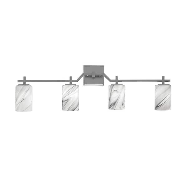 Unbranded Bridgewater 33.5 in. 4 Light Vanity Light Graphite with 4 in. Onyx Swirl Glass Shades, No Bulbs Included