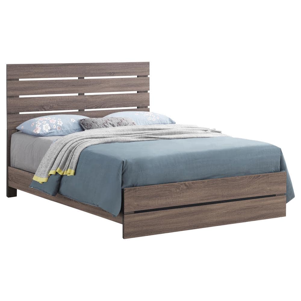 Barrel Oak Queen Panel Bed with Storage Drawers