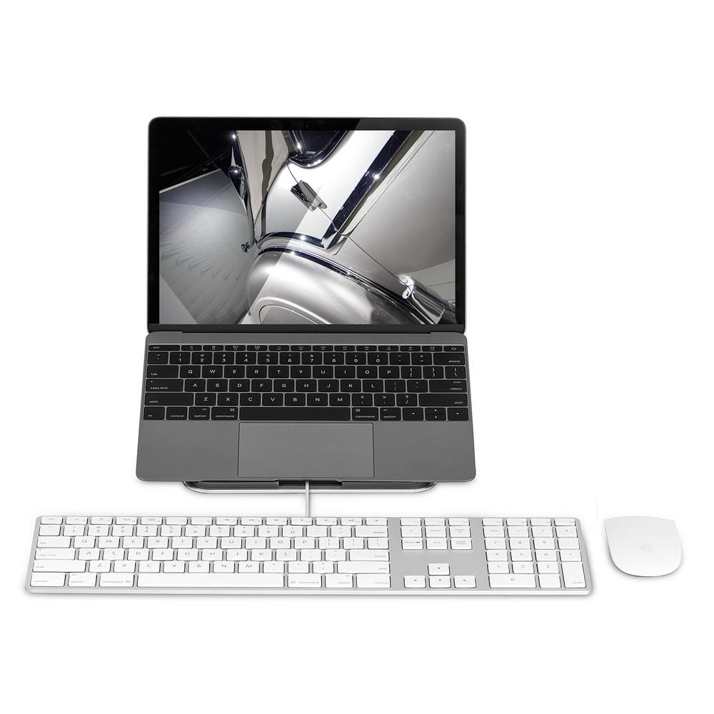 Ergonomic Silver Aluminum Tilted Laptop Riser Stand