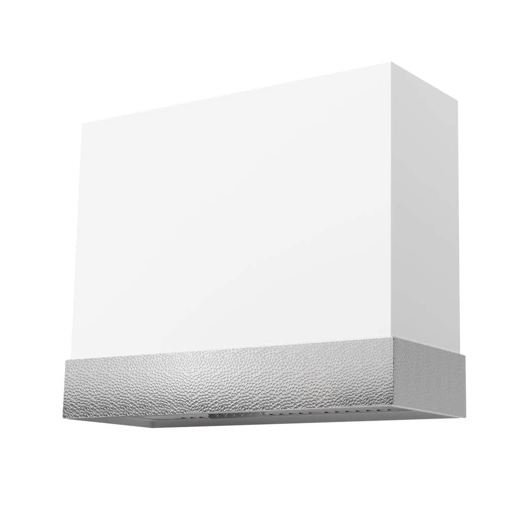 36 in. Stainless Steel Ducted Wall Mount Range Hood with Powerful 600 CFM Vent Motor, 3-Speed, in White with Nickel