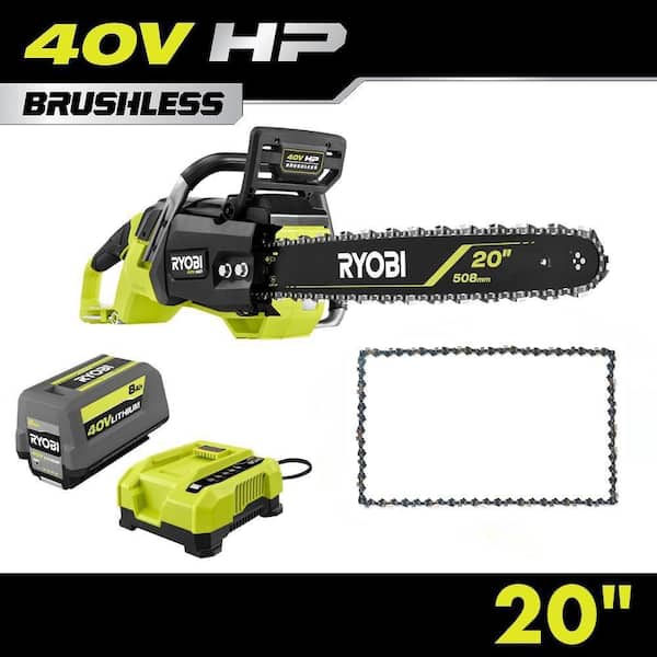 40V HP Brushless 20 in. Battery Chainsaw with 20 in. 0.050-Gauge Replacement Chain, 8.0 Ah Battery, and Charger