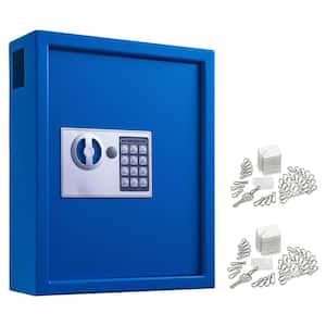40-Key Steel Digital Lock Key Cabinet, Blue with 100-Key Tags