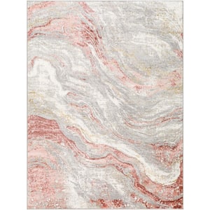 San Francisco Red/Gray Abstract 8 ft. x 10 ft. Indoor Area Rug