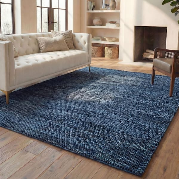 Natura 8 ft. x 10 ft. Navy/Blue Textured Solid Area Rug
