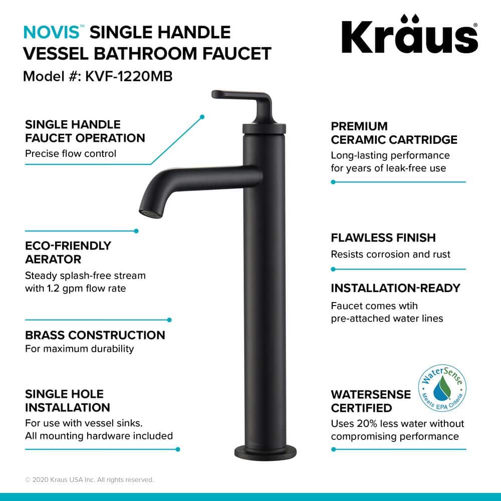 Matte Black Single Handle Vessel Sink Bathroom Faucet