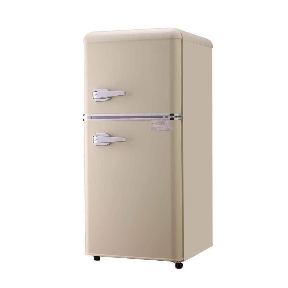 34.2 in. W 3.5 cu. ft. Mini Refrigerator in Off-White with 2-Doors, 7-Level Thermostat and Removable Shelves