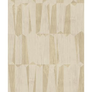 Fusion Collection Geo Point Wood Effect Motif Beige/Grey Matte Finish Non-pasted Vinyl on Non-woven Wallpaper Sample