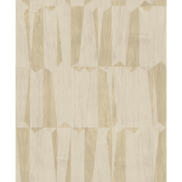 Unbranded Fusion Collection Geo Point Wood Effect Motif Beige/Grey Matte Finish Non-pasted Vinyl on Non-woven Wallpaper Sample