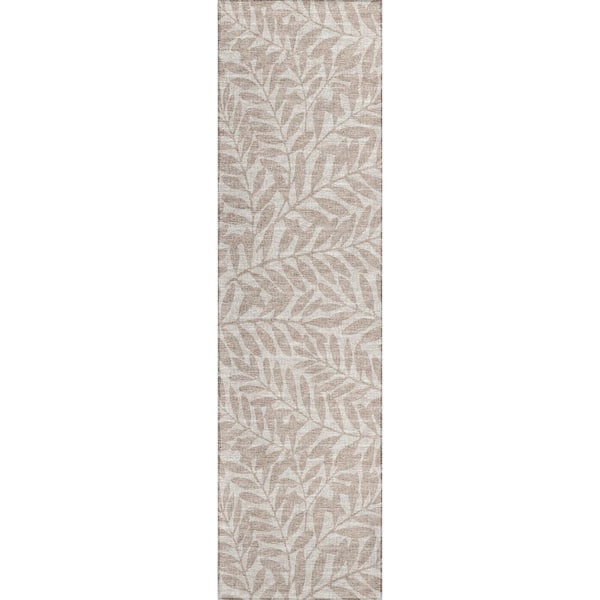 Yuma Beige 2 ft. 3 in. x 7 ft. 6 in. Geometric Indoor/Outdoor Washable Area Rug