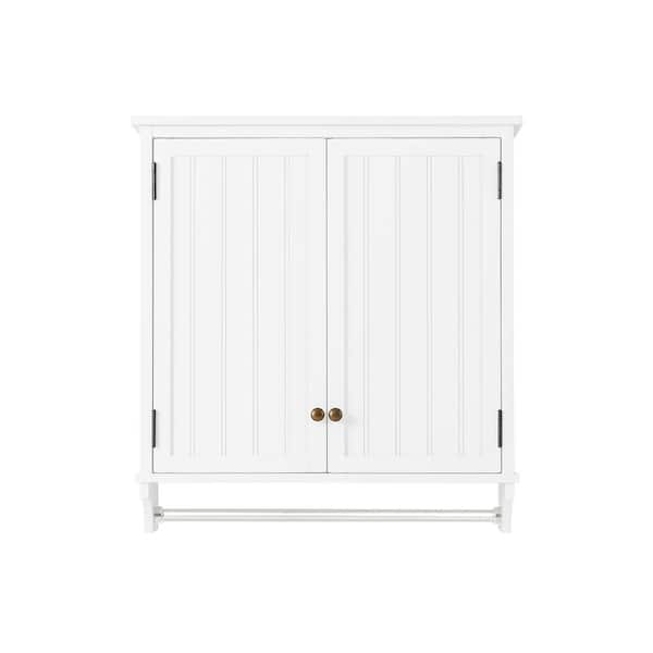 Dover 27 in. W Wall-Mounted Bathroom Shelf with 2 Towel Rods in White