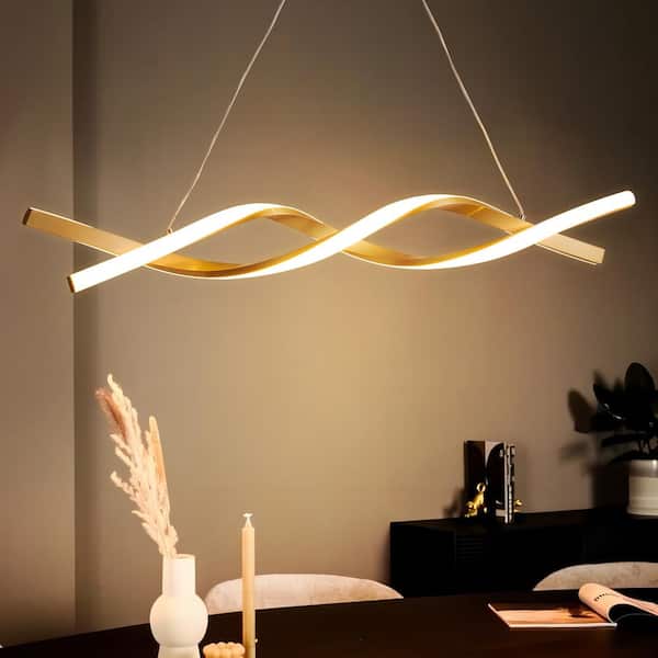 Rennnsan Brody 2-Light Dimmable Integrated LED Gold Kitchen Island Pendant Light