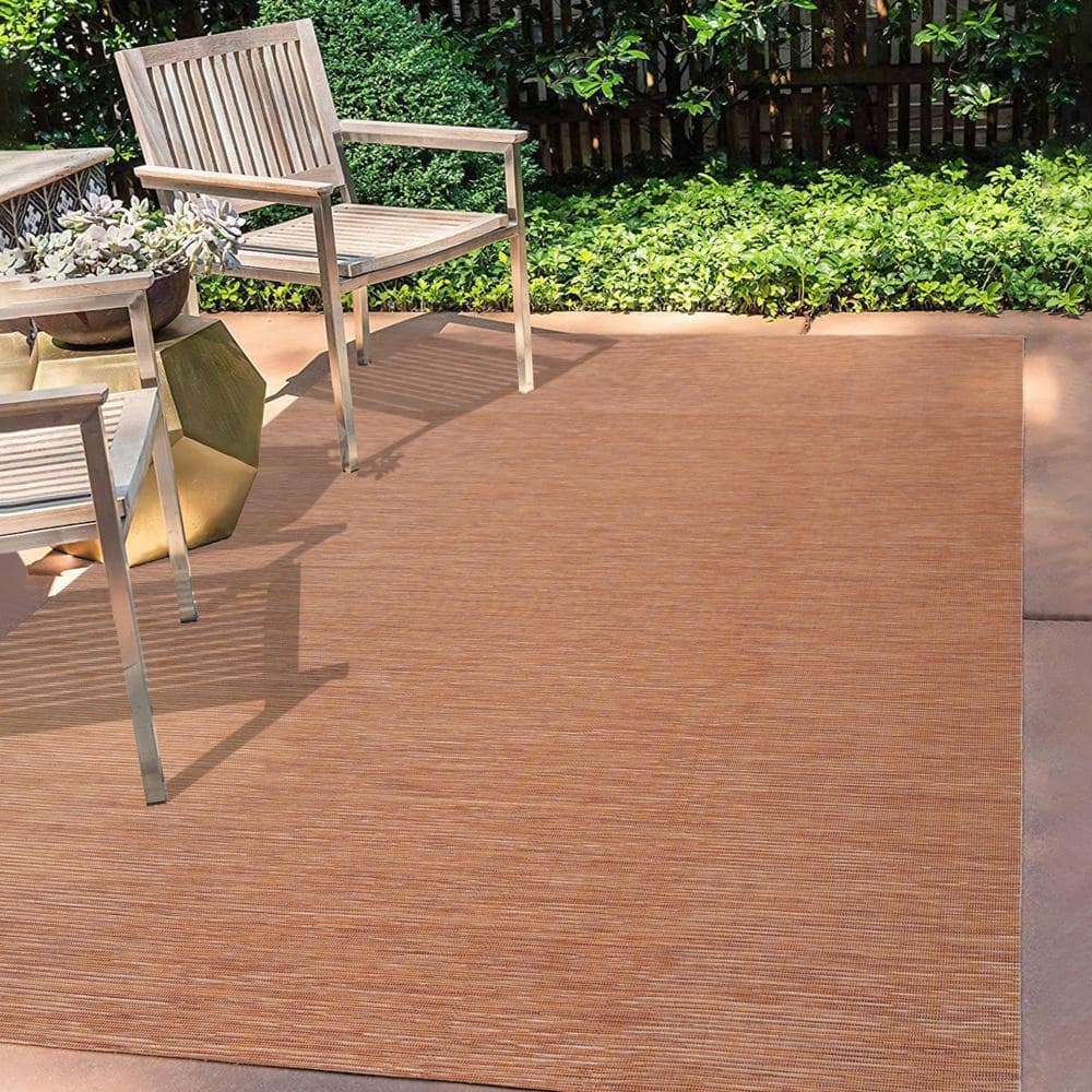 Ethan Modern Flatweave Orange Synthetic 8' x 10' Area Rug