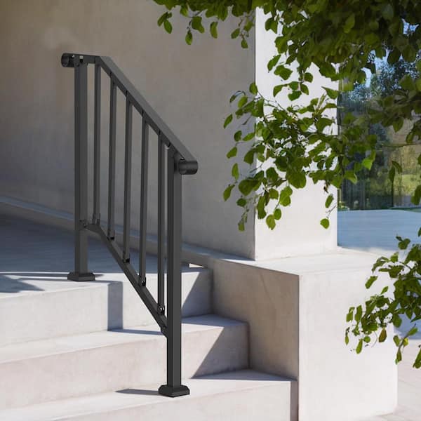 Handrails for Outdoor Steps 2-3 Step Stair Hand Rail Kit Transitional Carbon Steel Railings with Installation Kit