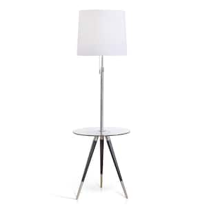 Premiere 68 in. H Adjustable Brushed Nickel/ORB Finish Tripod Floor Lamp with Clear Glass Tray