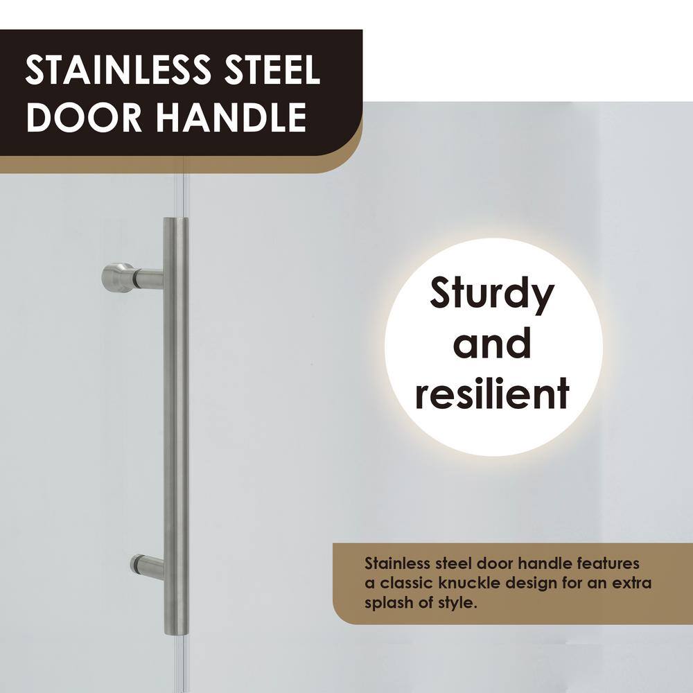 60" x 78" Nickel Frameless Sliding Shower Door with Clear Glass