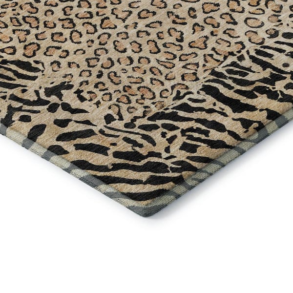 Mayfield Premium Machine Washable Abstract AMF1230 Gold 8 ft. x 10 ft. Area Rug
