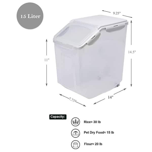 15 Liter Rice Storage Container with Wheels and Measuring Cup, Clear (Set  of 2) 2FC002-2 - The Home Depot
