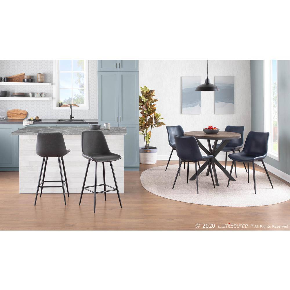 High Blue Faux Leather Upholstered Metal Side Chair