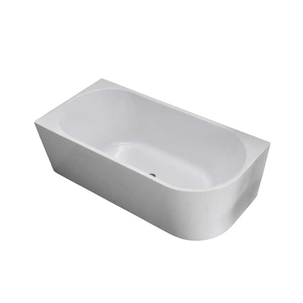 67 in. x 31.5 in. Acrylic Soaking Freestanding Bathtub in Glossy White