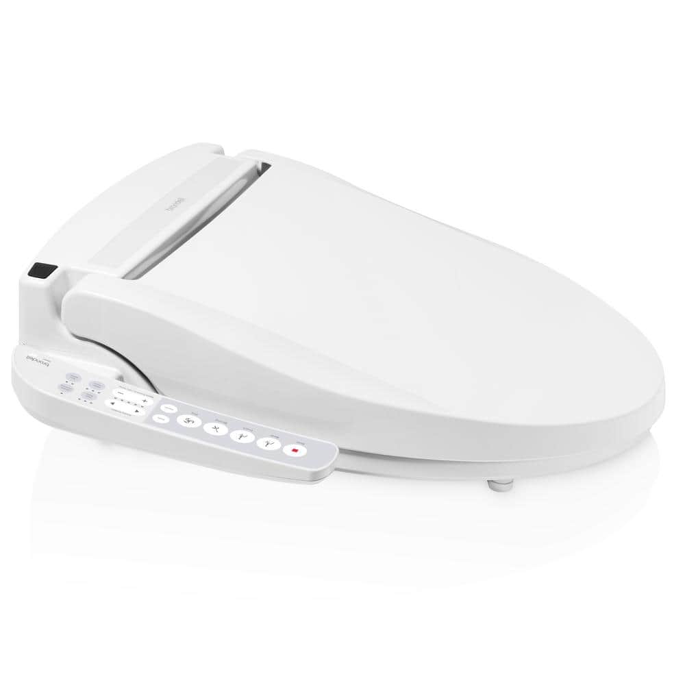 White Elongated Sidearm Bidet Seat with Warm Air Dryer