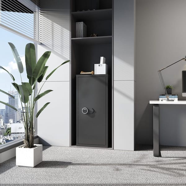 FUFU&GAGA Black 39.4 in. Heavy-Duty Steel Accent Storage Cabinets