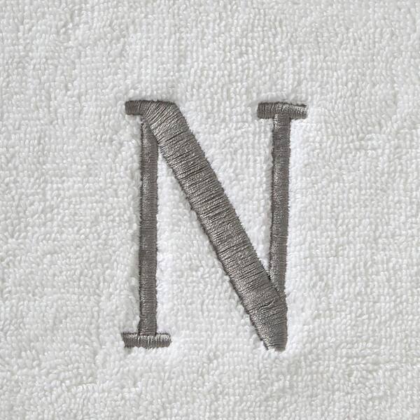 SKL Home Casual Monogram Letter N Bath Towel, white, cotton