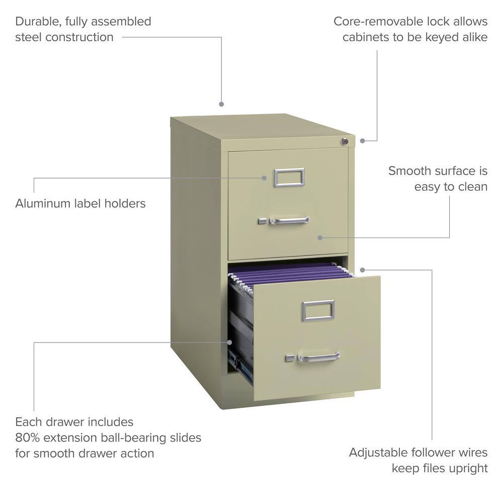 Putty 28" Vertical 2-Drawer Lockable File Cabinet