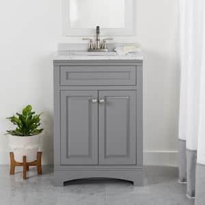 Clarington 25 in. W x 19 in. D x 38 in. H Single Sink  Bath Vanity in Sterling Gray with Silver Ash Solid Surface Top