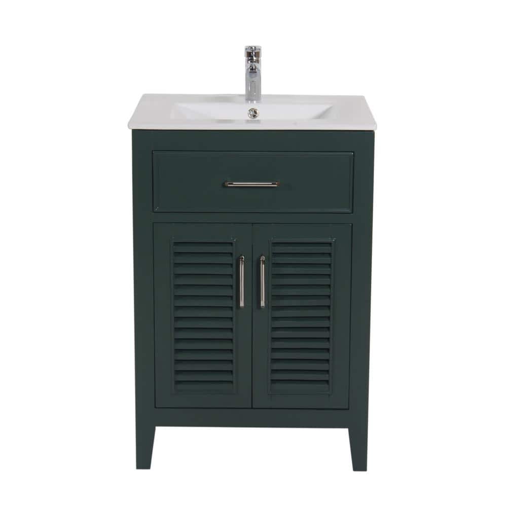 Marina 24 in. W x 18 in. D x 36 in H Single Bath Vanity in Dark Green with 
