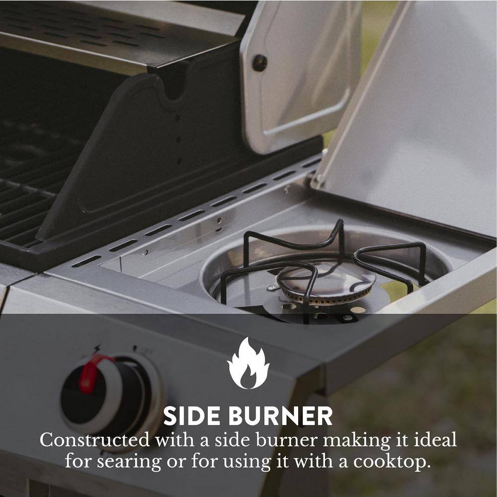 Stainless Steel 3-Burner Propane Grill with Side Burner