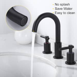 8 in. Widespread 2-Handle 3 Hole Bathroom Faucet with Pop Up Drain t in Matte Black