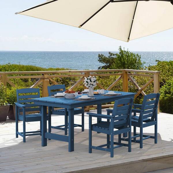 JEAREY HDPE 7-Piece Plastic Rectangle Table Standard Height