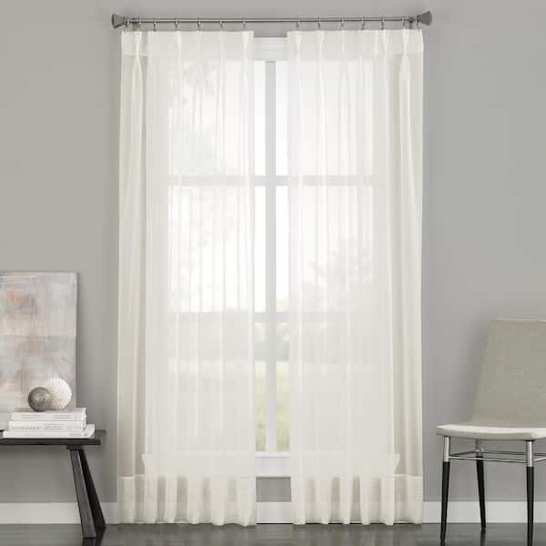 Curtainworks Soho Voile Oyster 29 In. W X 120 In. L Pinch Pleat Curtain Panel