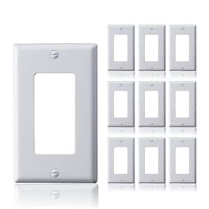 1-Gang White Decorator/Rocker Plastic Wall Plate, 10-Pack, Unbreakable Polycarbonate Light Switch Duplex Cover