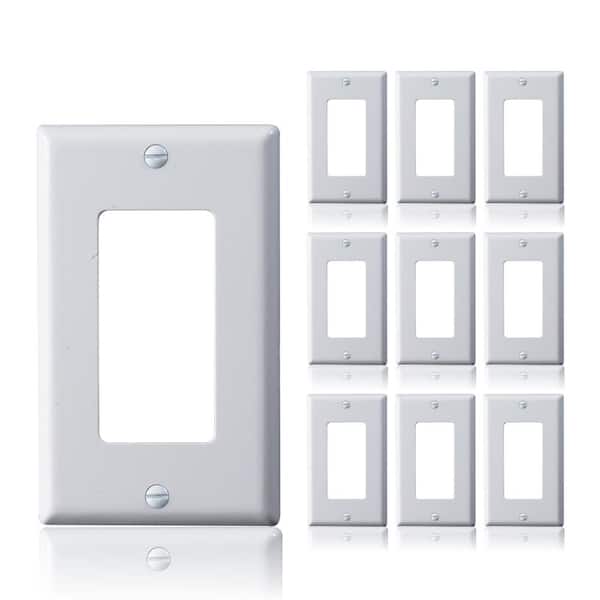 Faith 1-Gang White Decorator/Rocker Plastic Wall Plate, 10-Pack, Unbreakable Polycarbonate Light Switch Duplex Cover