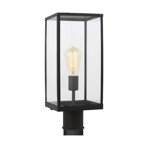 SCOTT LIVING Howell 1-Light Textured Black Aluminum Hardwired Outdoor Weather Resistant Post Light with No Bulbs Included