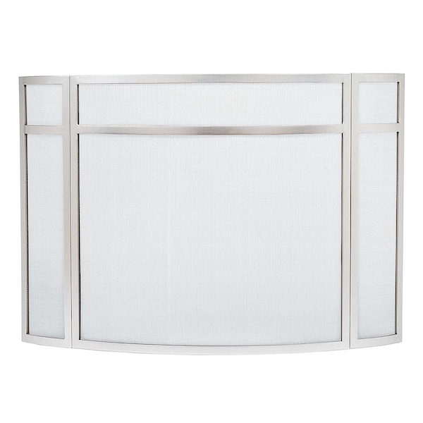 MINUTEMAN INTERNATIONAL 48 in. L Brushed Steel 3-Paneled Curved Fireplace Screen